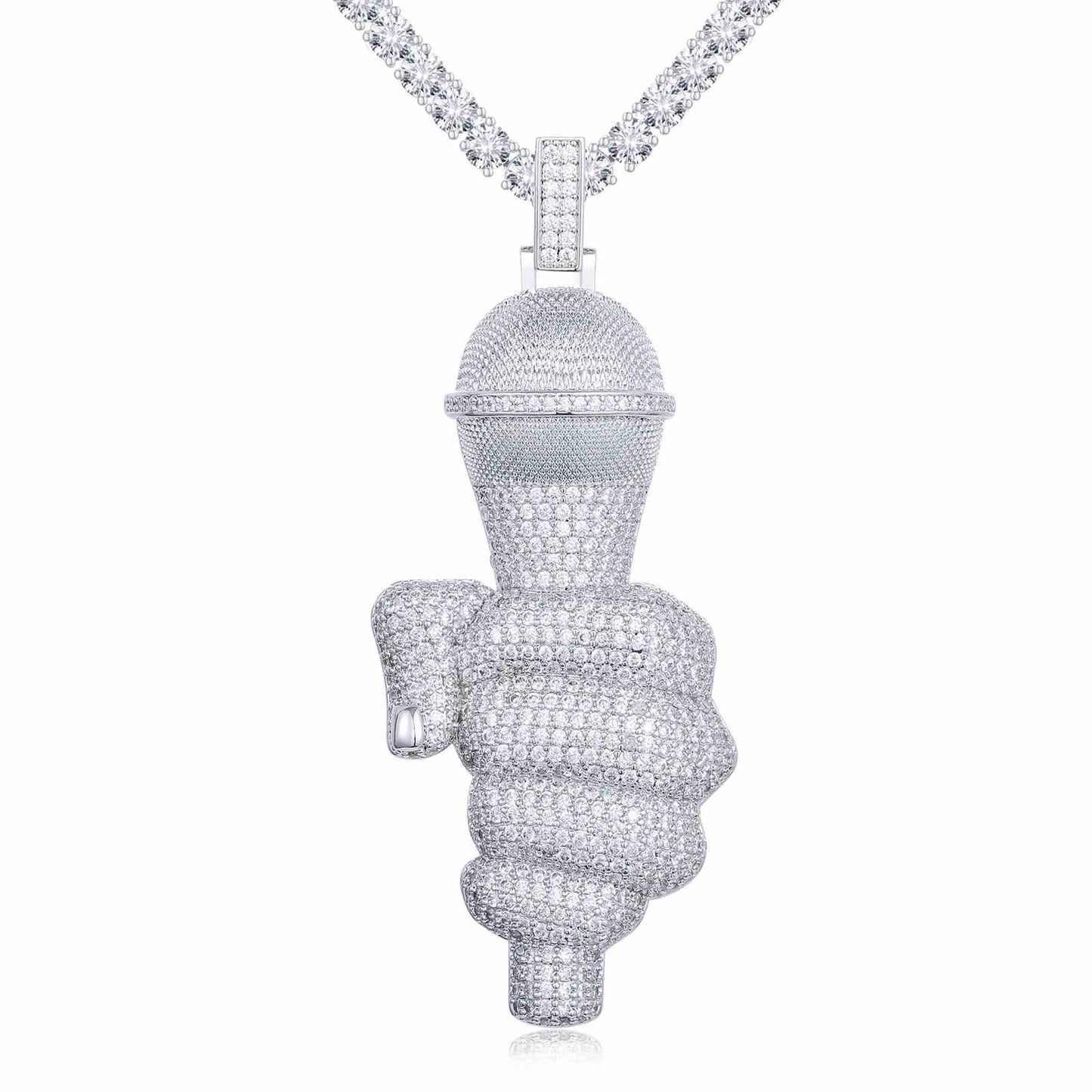 Pendant for Singer Microphone with Moissanite Diamond Diamlux