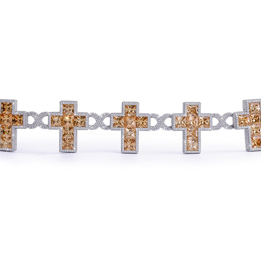 Golden Cross Diamond Bracelet – Royal Religious Style-DX-BC-0118 Diamlux