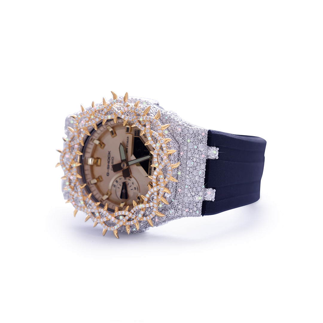 Iced Gold Spike Diamond G-Shock β Champagne Dial Diamlux