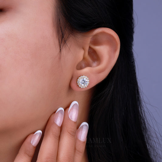 Yellow Gold (Plated) 925 silver with moissanite diamonds Diamlux Fine Jewelry