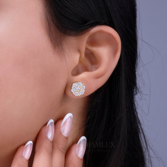 Fully Iced-out 925 silver with moissanite diamond earring Diamlux Fine Jewelry