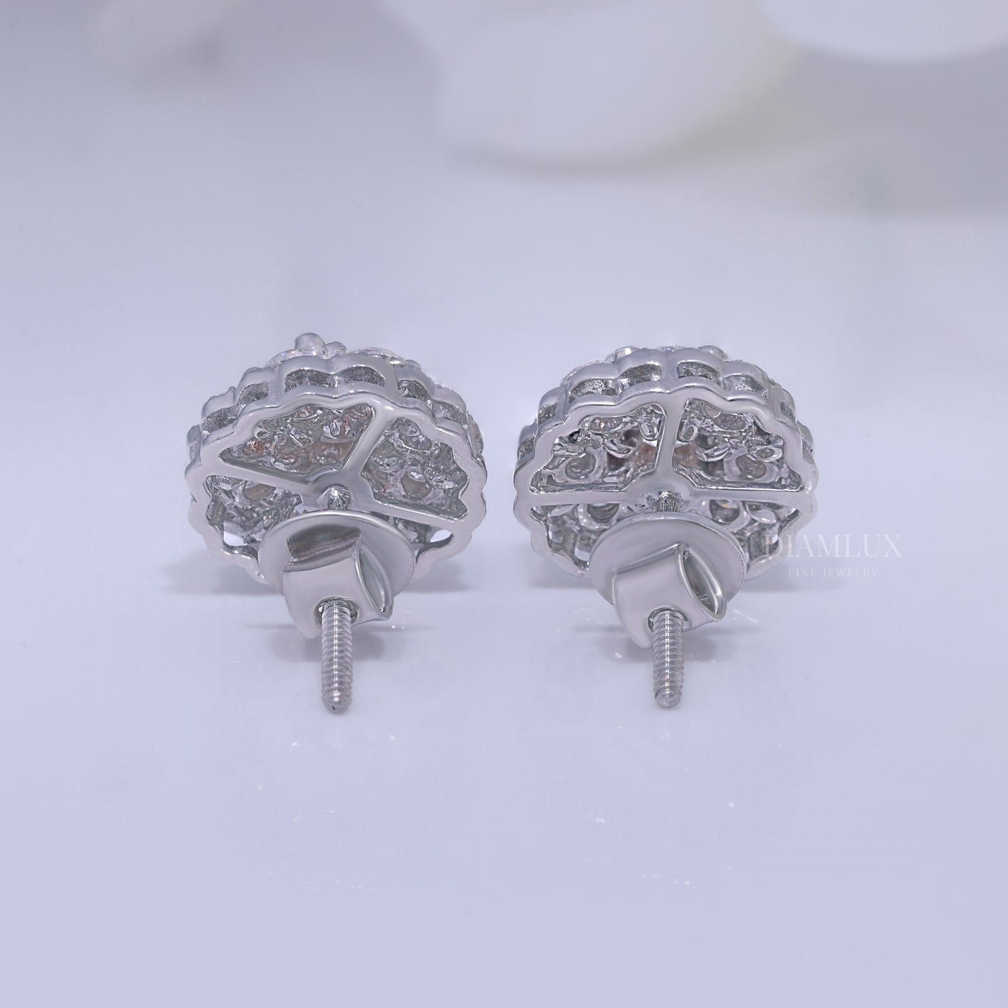 Wedding and special occasions 925 silver with moissanite diamond-Flower earrings Diamlux Fine Jewelry