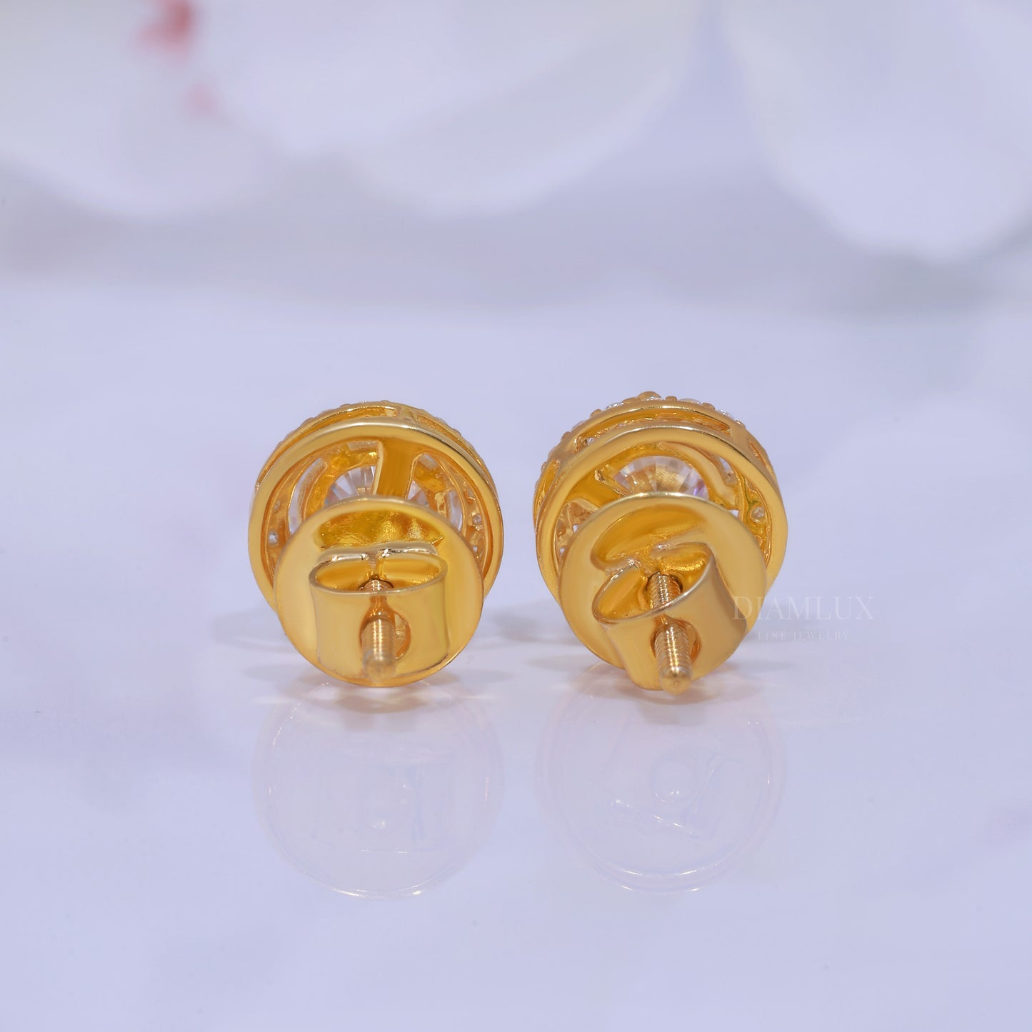 Yellow Gold plated 925 silver with moissanite diamond Diamlux Fine Jewelry