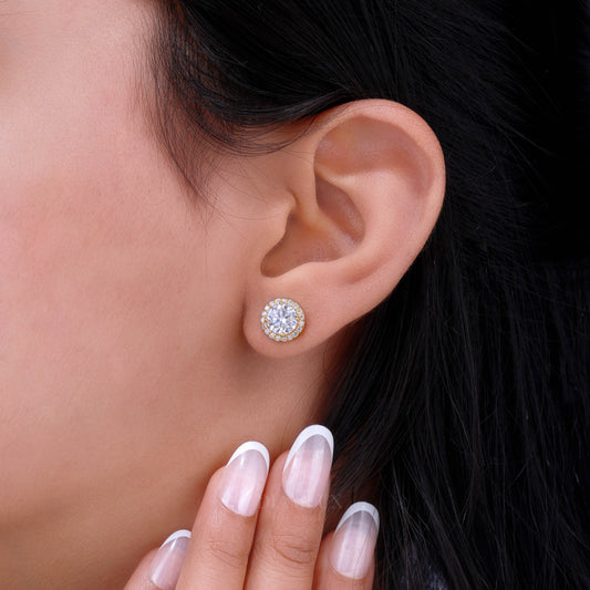 Yellow Gold plated 925 silver with moissanite diamond Diamlux Fine Jewelry