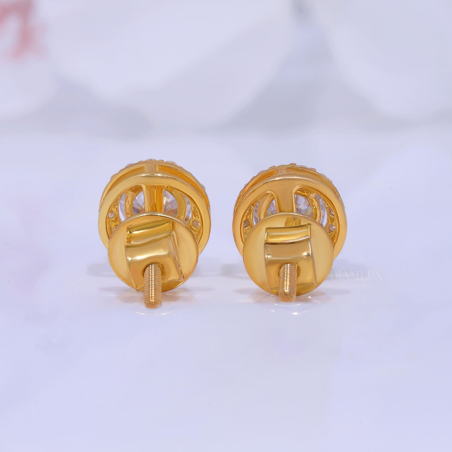 Yellow Gold Plated 925 silver with moissanite diamond earring Diamlux Fine Jewelry