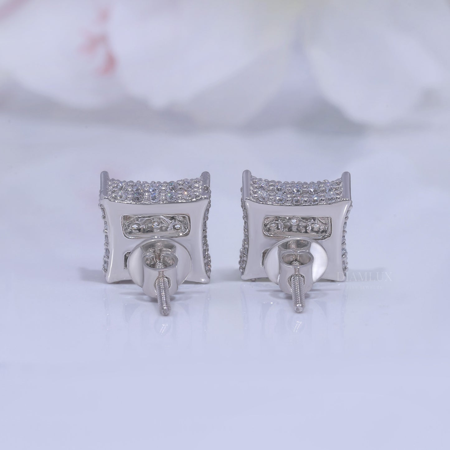 Brilliant Cut Solitaire Stud Earrings in White Gold Diamlux Fine Jewelry