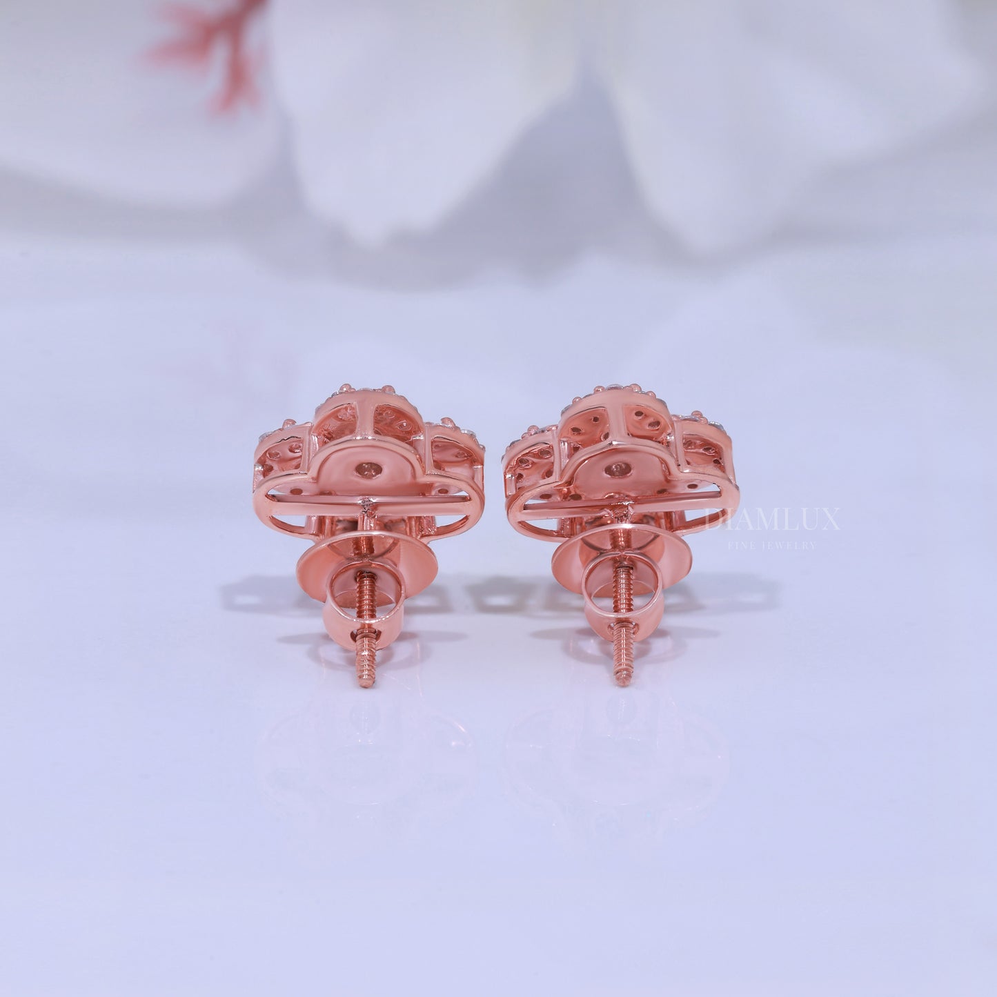 Rose Gold Brilliant Cut Halo Cross Earrings With Moissanite Diamonds Diamlux Fine Jewelry