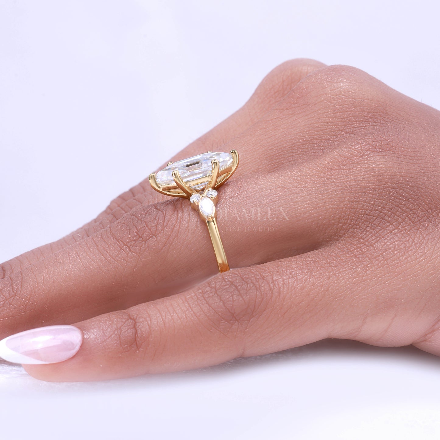 10kt Gold Hexagon Cut Lab Diamond Vintage-Inspired Ring Diamlux Fine Jewelry