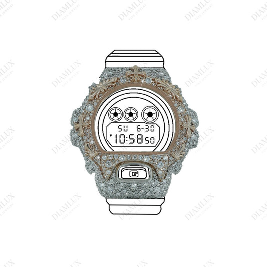Natural Diamond Two Tone Bezel for G- Shock Diamlux