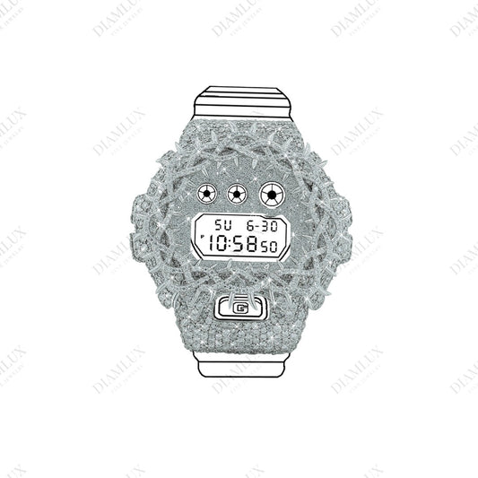 Throns G-Shock Watch Bezel in Natural Diamond Diamlux Fine Jewelry