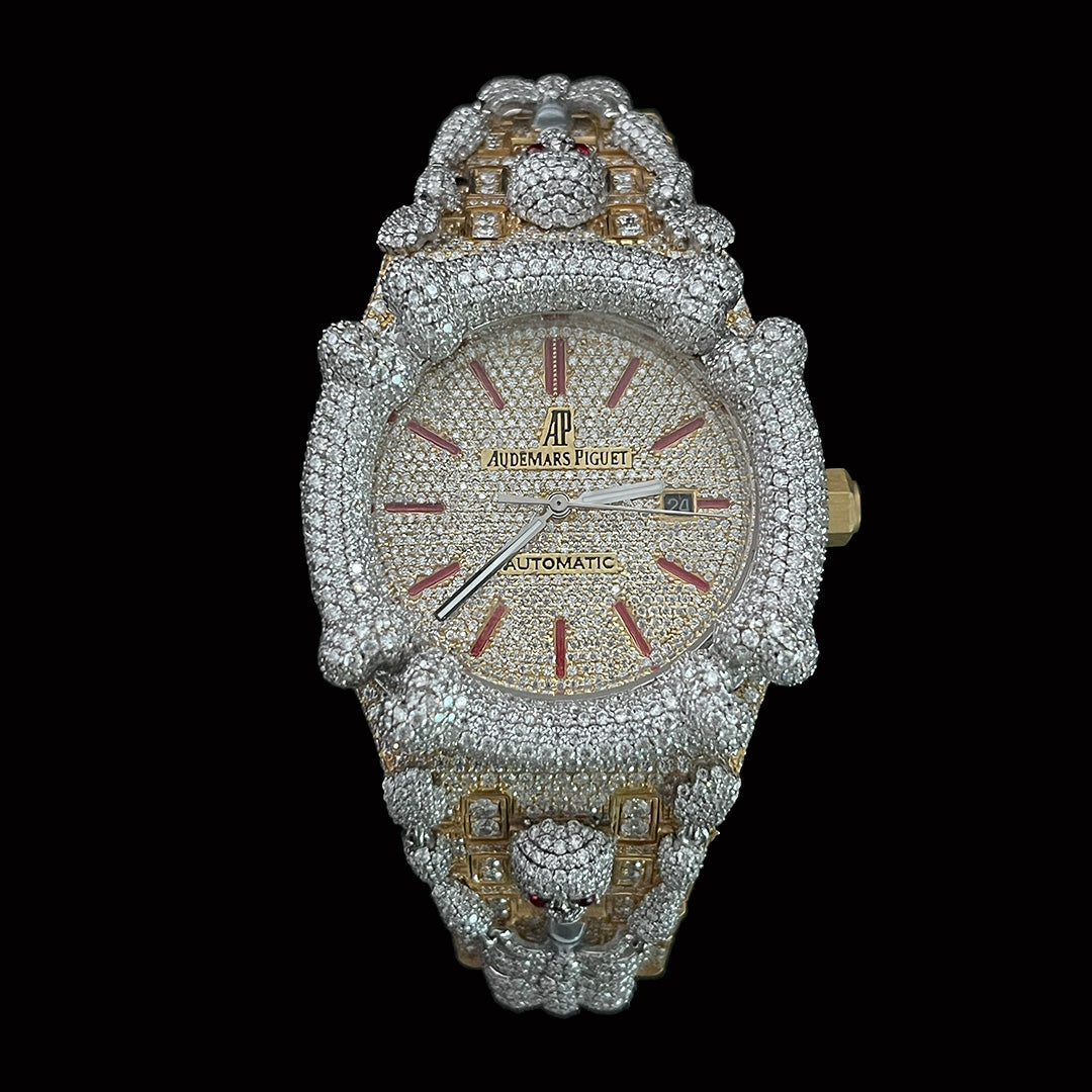 Fully Iced-out AP Skeliton Watch With VVS Moissanite Diamond Diamlux