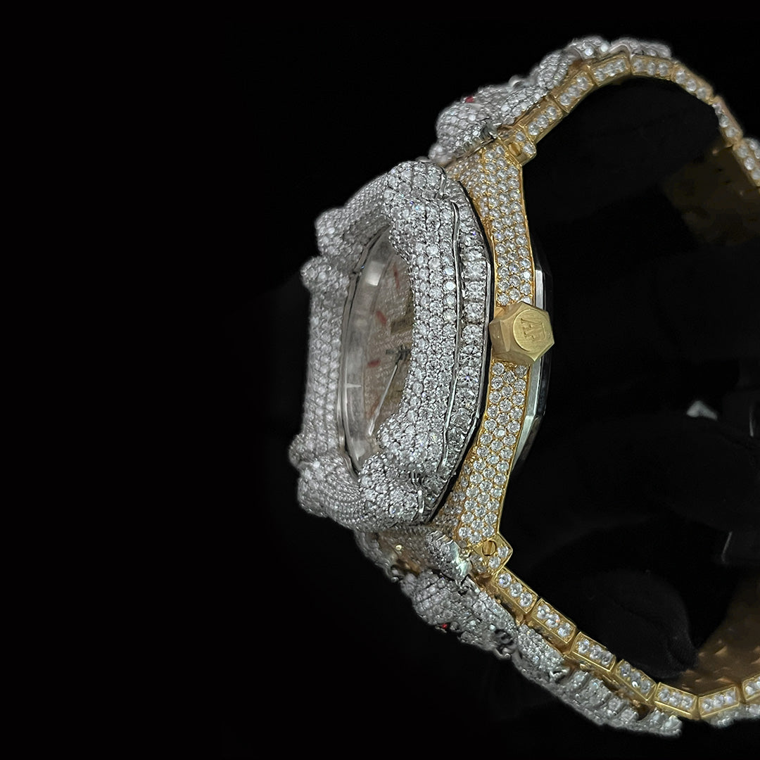 Fully Iced-out AP Skeliton Watch With VVS Moissanite Diamond Diamlux