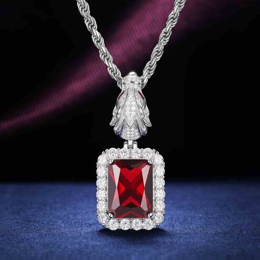 Cushion Cut CZ Dragon Head Clasp Pendant With Moissanite Diamond Diamlux