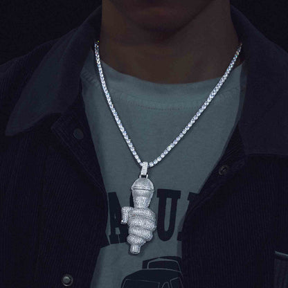 Pendant for Singer Microphone with Moissanite Diamond Diamlux