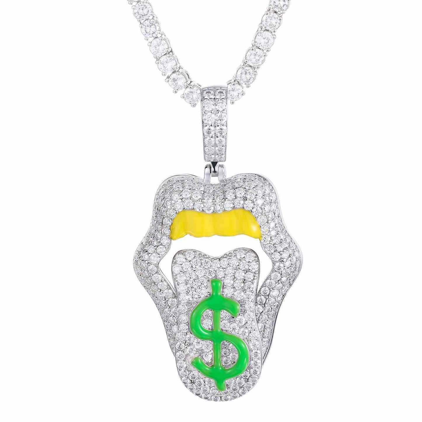 Dimmable Dollar Lip Mouth Pendant  With Moissanite Diamond Diamlux