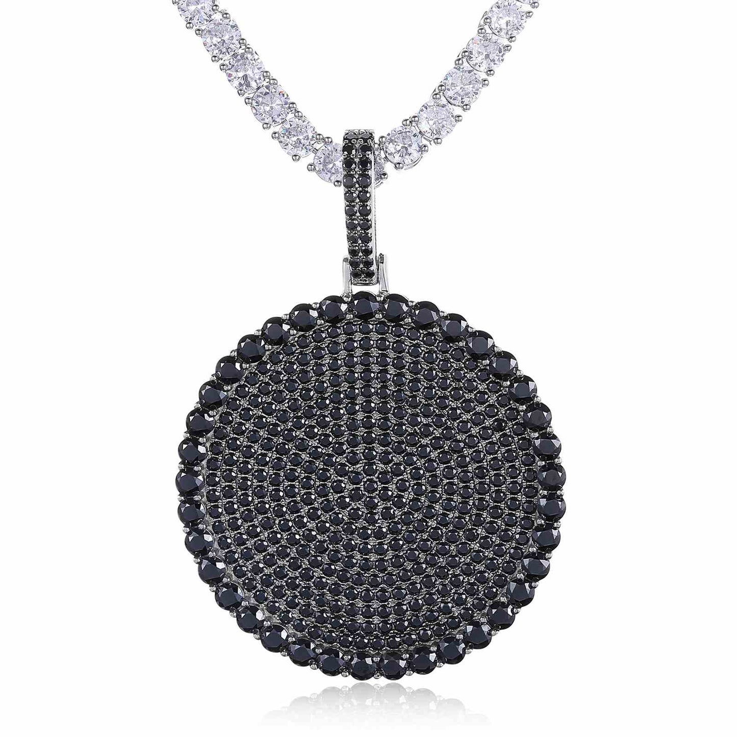 Disc Coin Tag Pendant with Moissanite Diamond Diamlux Fine Jewelry