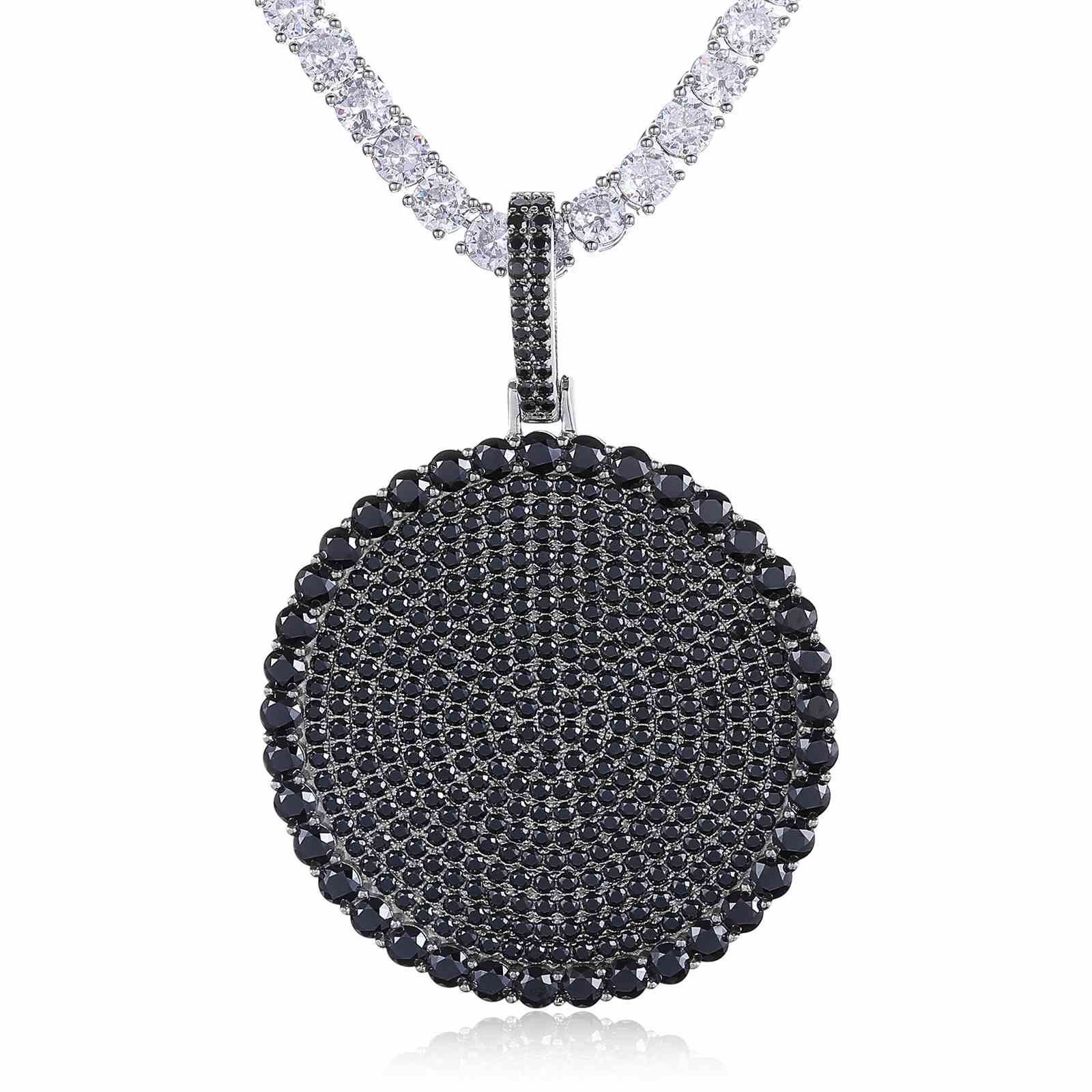 Disc Coin Tag Pendant with Moissanite Diamond Diamlux Fine Jewelry