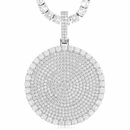 Disc Coin Tag Pendant with Moissanite Diamond Diamlux Fine Jewelry