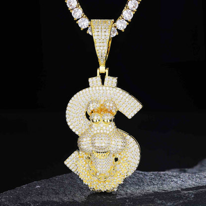 Pendant with a Cartoon Letter 'S' with Moissanite Diamond Diamlux