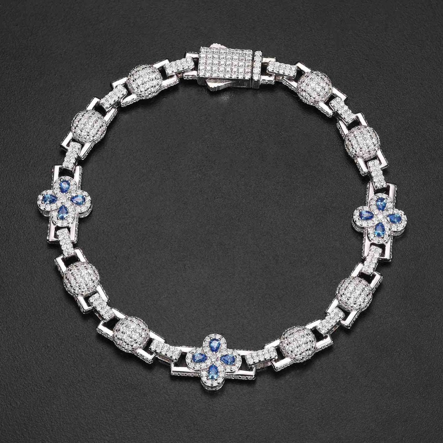 Pear Cut Four Leaf Clover Bracelet with Moissanite Diamond Diamlux