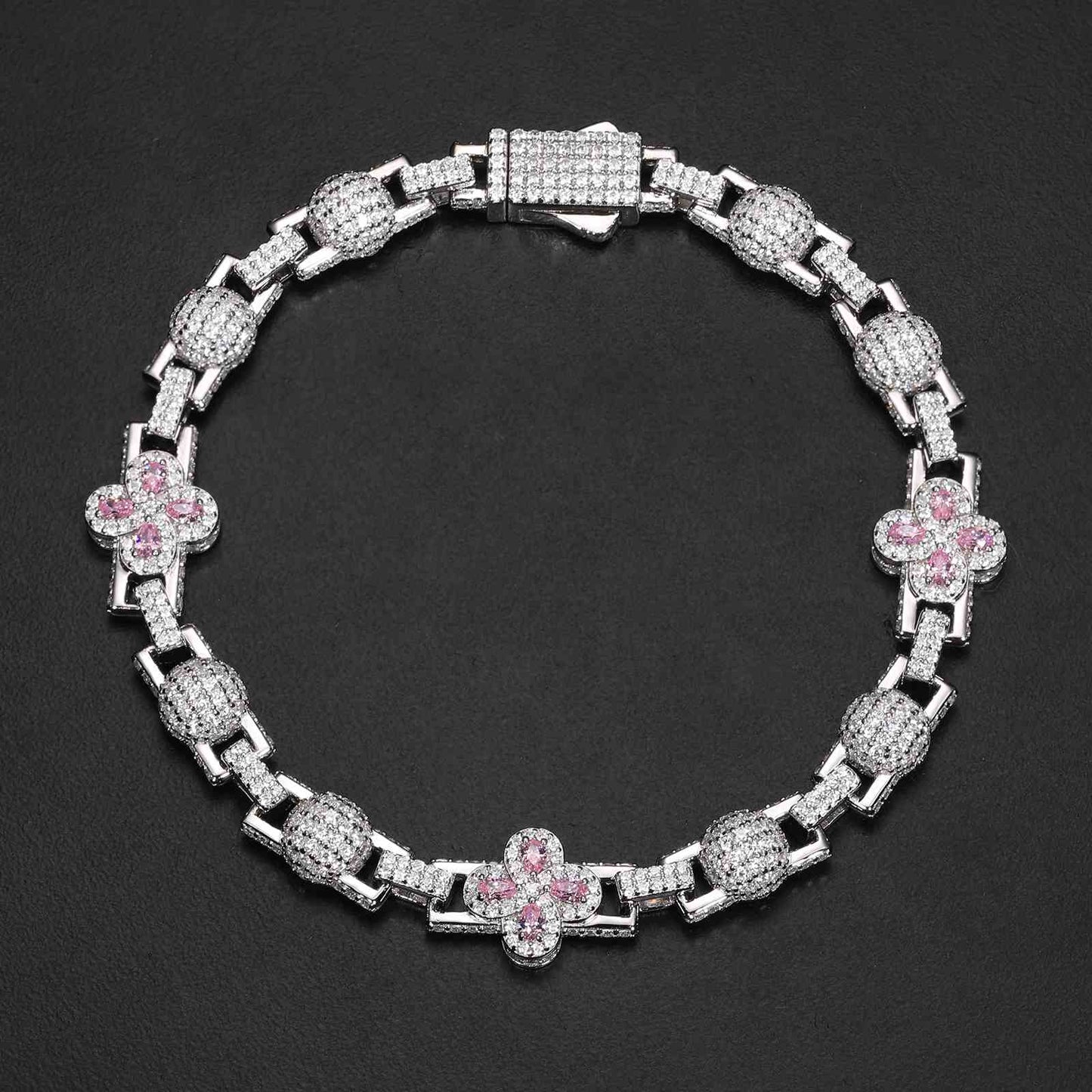 Pear Cut Four Leaf Clover Bracelet with Moissanite Diamond Diamlux