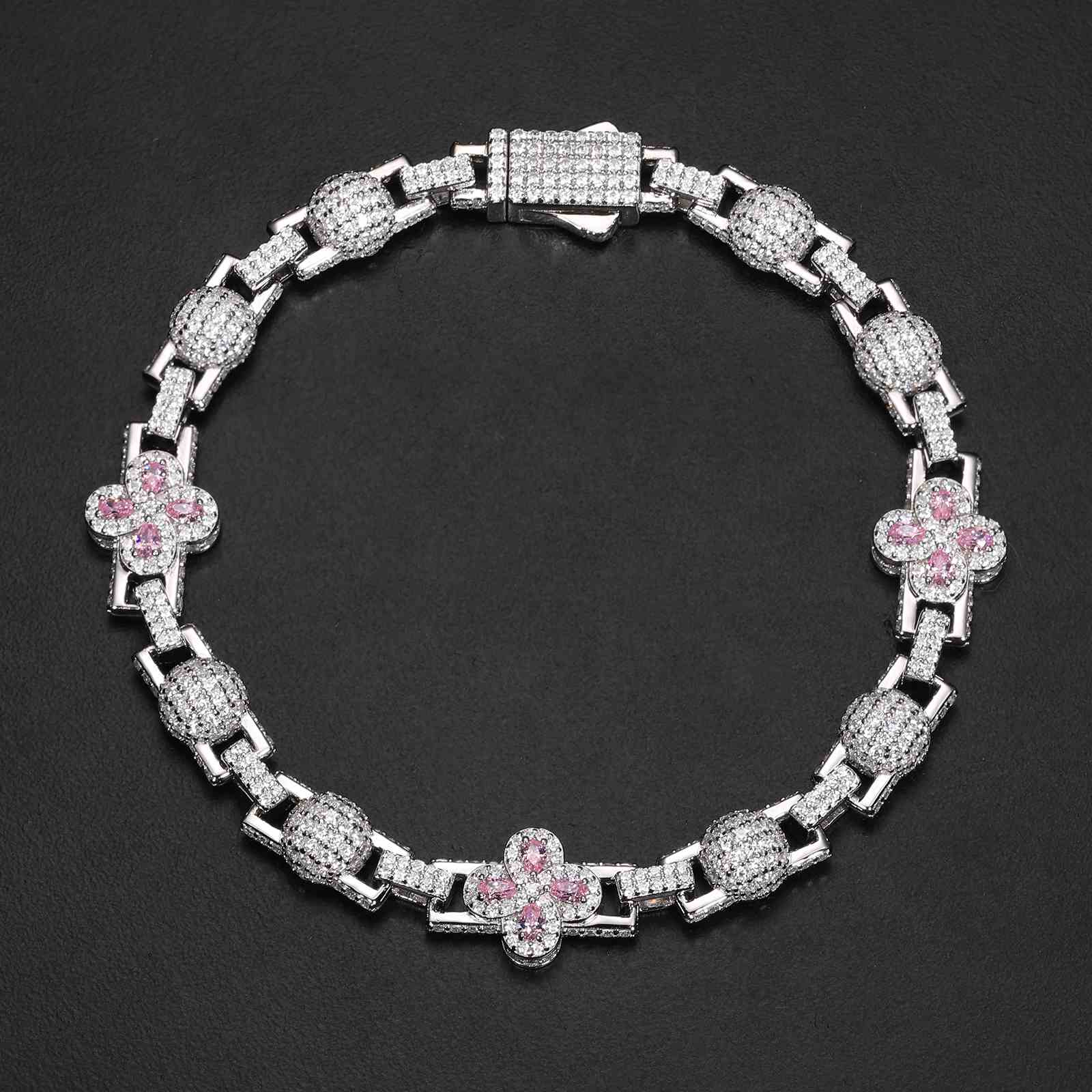 Pear Cut Four Leaf Clover Bracelet with Moissanite Diamond Diamlux