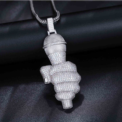 Pendant for Singer Microphone with Moissanite Diamond Diamlux