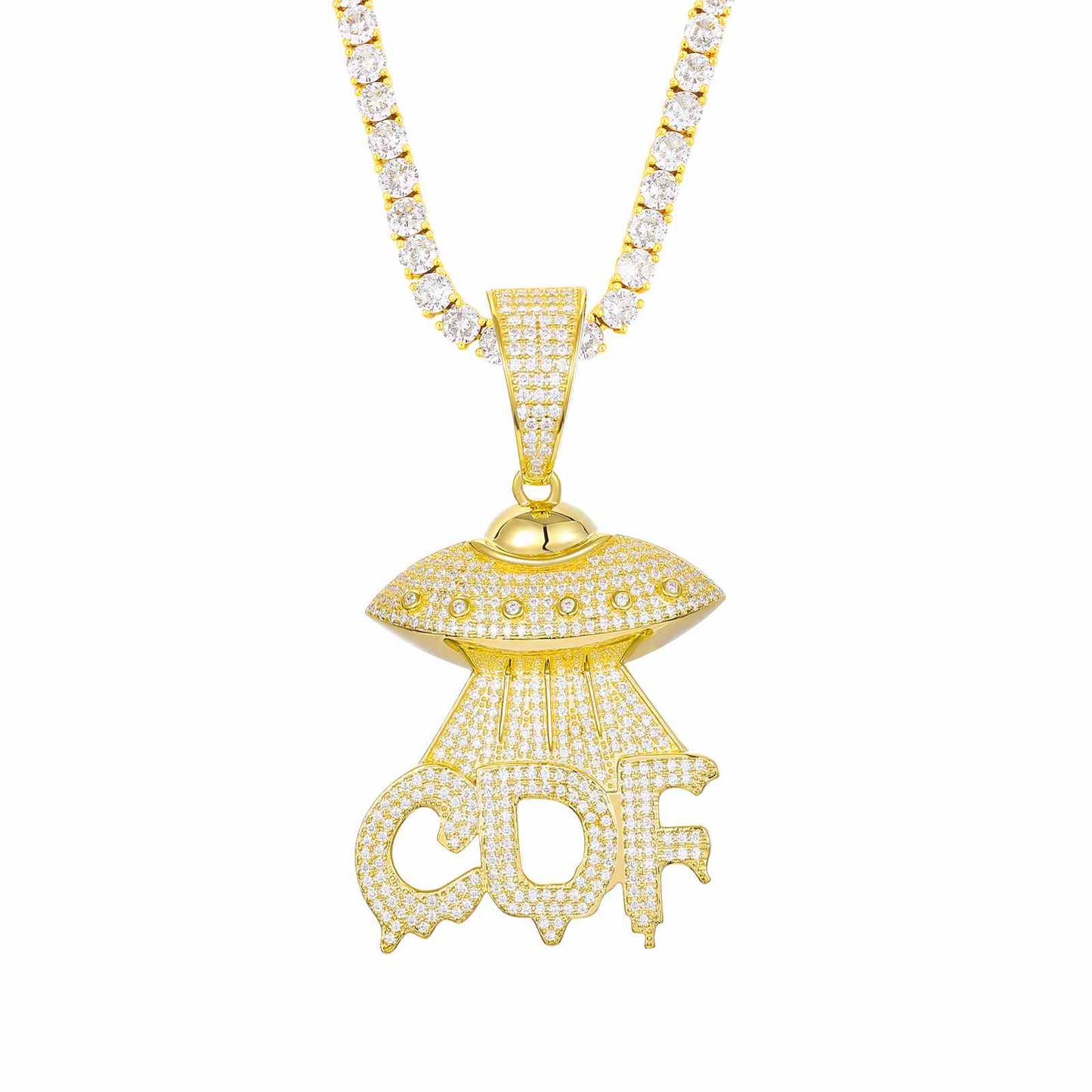 Letter 'UFO CDF' Pendant with Moissanite Diamond Diamlux