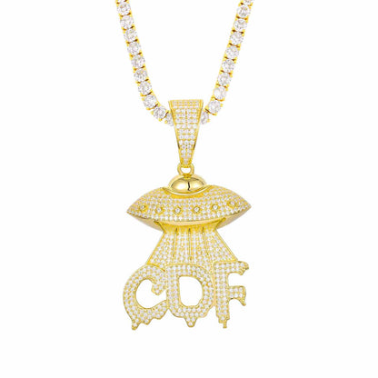 Letter 'UFO CDF' Pendant with Moissanite Diamond Diamlux
