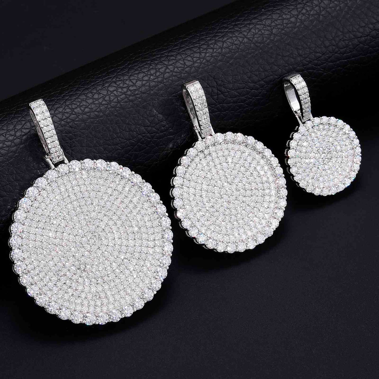 Disc Coin Tag Pendant with Moissanite Diamond Diamlux Fine Jewelry
