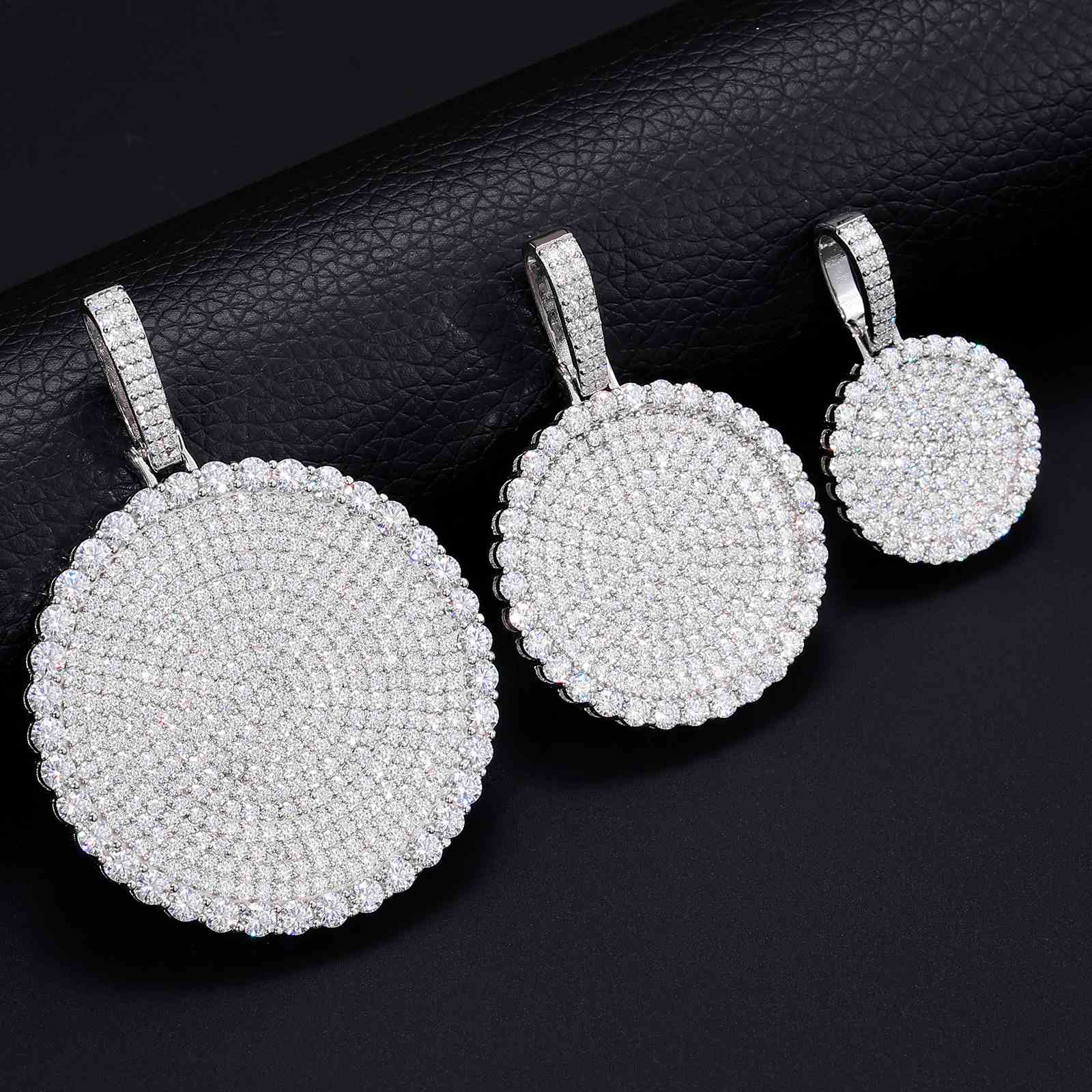 Disc Coin Tag Pendant with Moissanite Diamond Diamlux Fine Jewelry