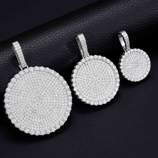 Disc Coin Tag Pendant with Moissanite Diamond Diamlux Fine Jewelry