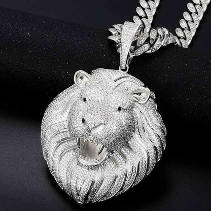 Iced Out Lion Head Pendant WITH Moissanite Diamond Diamlux