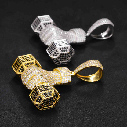 Pendant with Iced-Out Dumbbells-Moissanite Diamond Diamlux