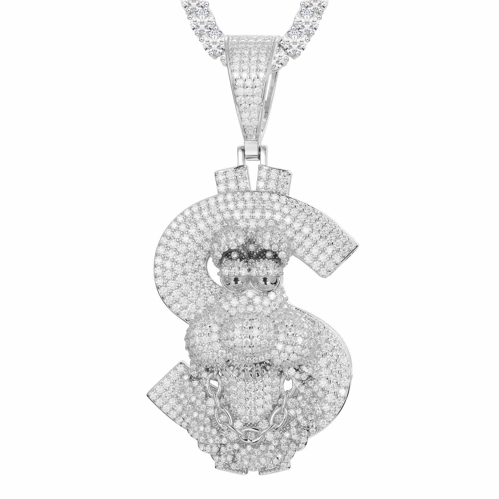 Pendant with a Cartoon Letter 'S' with Moissanite Diamond Diamlux