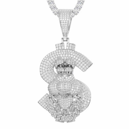 Pendant with a Cartoon Letter 'S' with Moissanite Diamond Diamlux