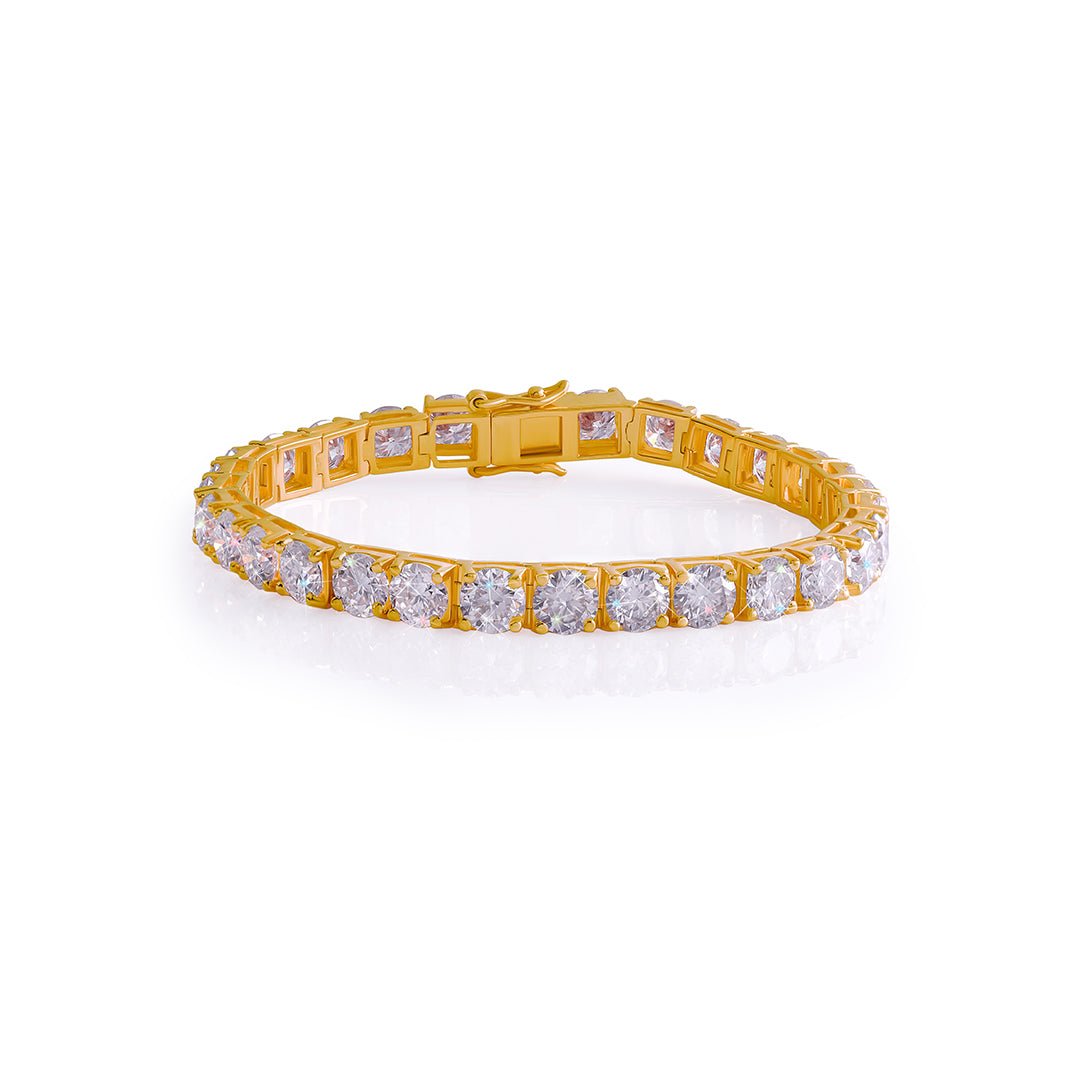 Gold Plated Round Cut Diamond Tennis Bracelet-DX-BC-0100 G Diamlux