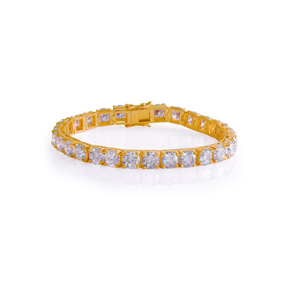 Gold Plated Round Cut Diamond Tennis Bracelet-DX-BC-0100 G Diamlux