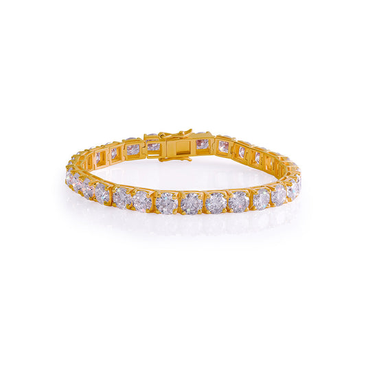 Gold Plated Round Cut Diamond Tennis Bracelet-DX-BC-0100 G Diamlux