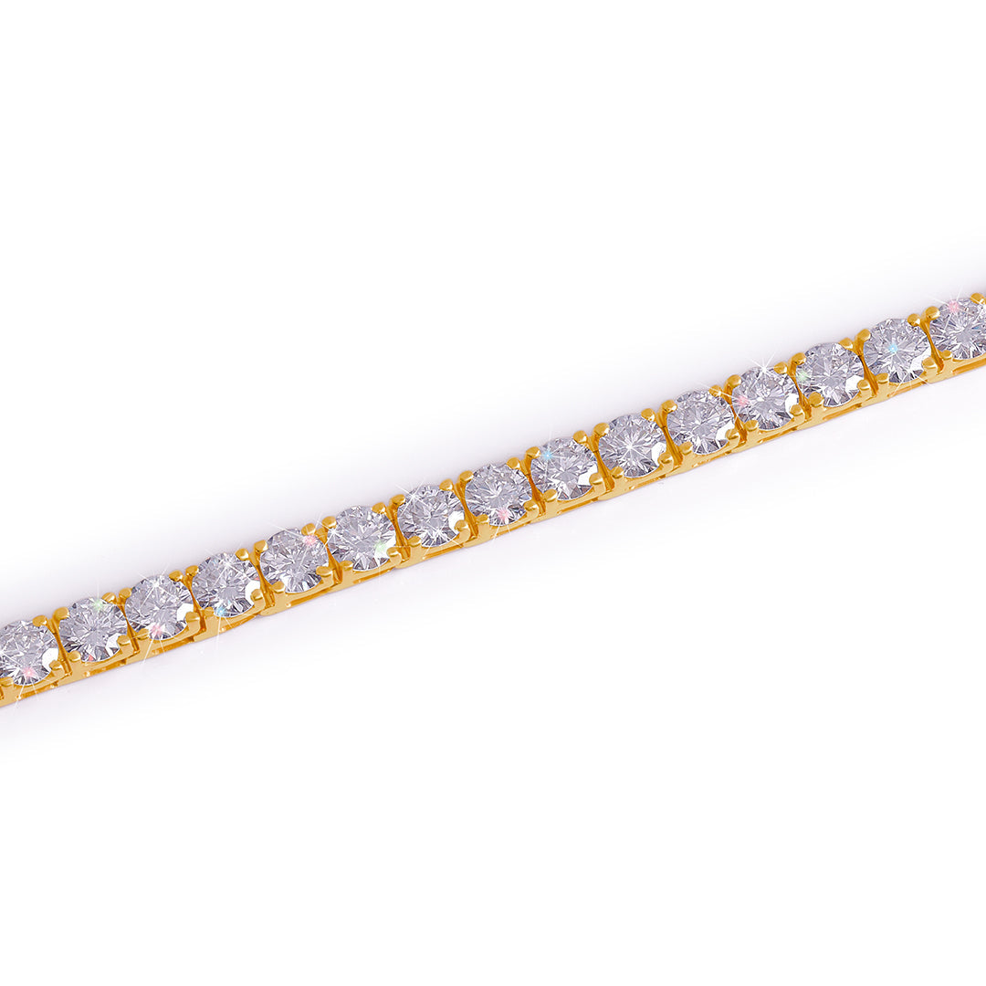 Gold Plated Round Cut Diamond Tennis Bracelet-DX-BC-0100 G Diamlux
