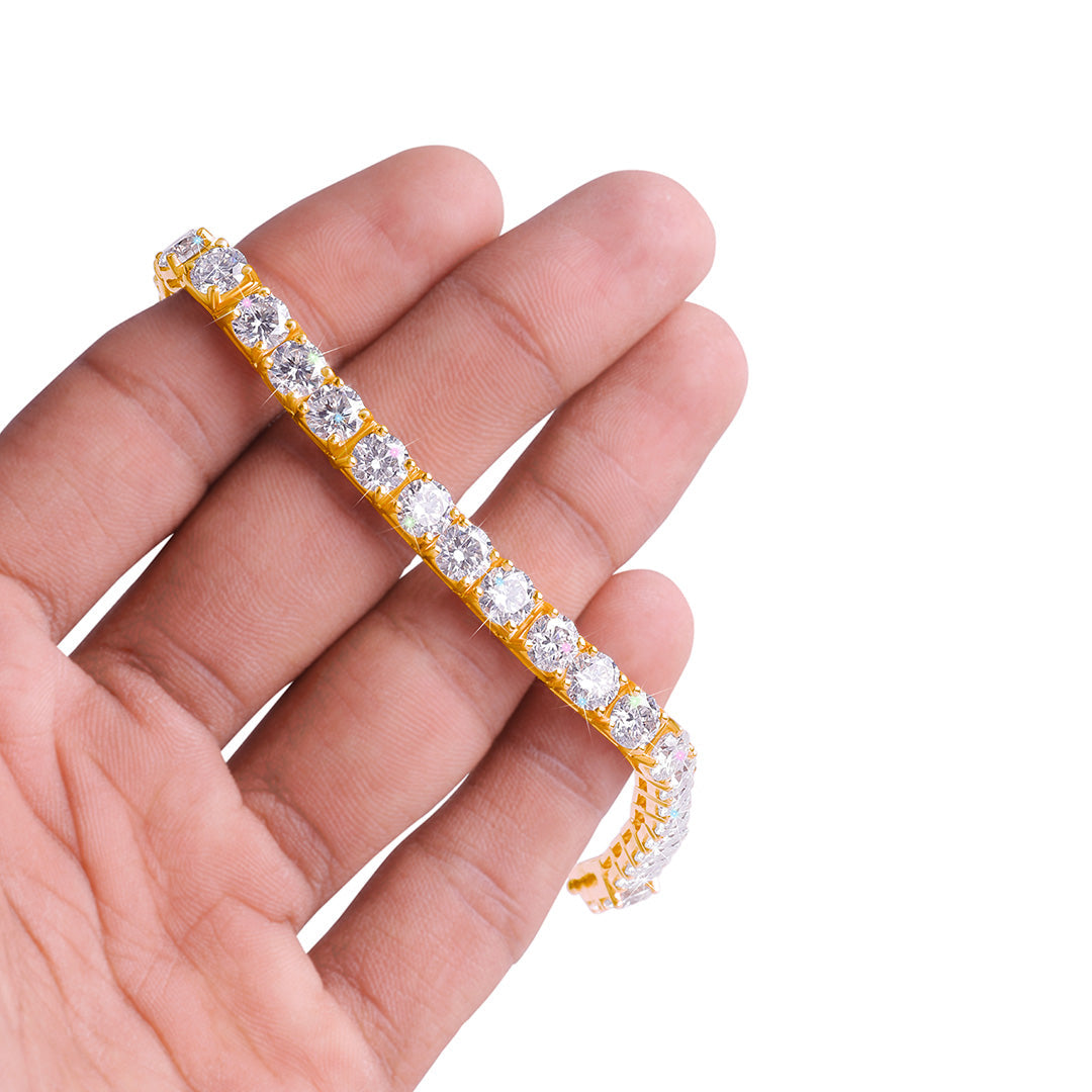 Gold Plated Round Cut Diamond Tennis Bracelet-DX-BC-0100 G Diamlux