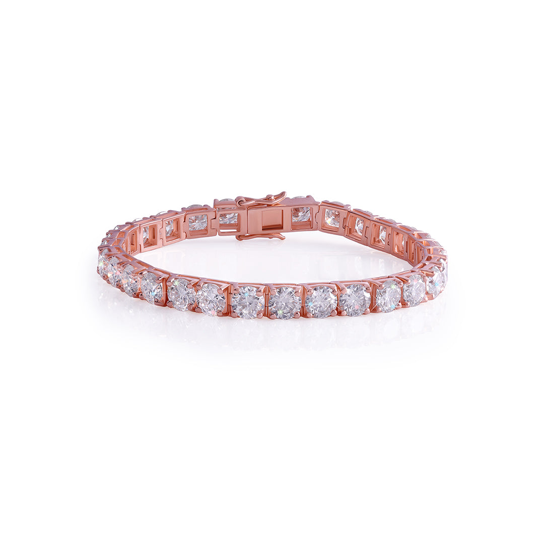 Rose Gold Plated Round Diamond Tennis Bracelet-DX-BC-0100 R Diamlux