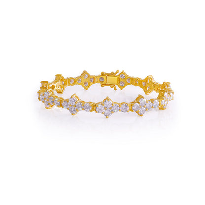 Gold Plated Floral Cluster Diamond Bracelet-DX-BC-0102 G Diamlux