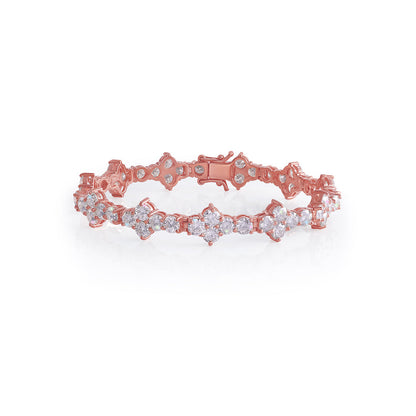 Rose Gold Floral Cluster Tennis Bracelet-DX-BC-0102 R Diamlux