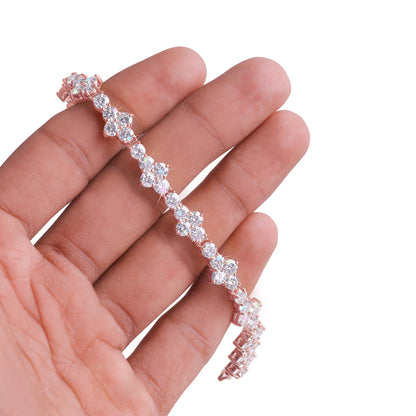Rose Gold Floral Cluster Tennis Bracelet-DX-BC-0102 R Diamlux