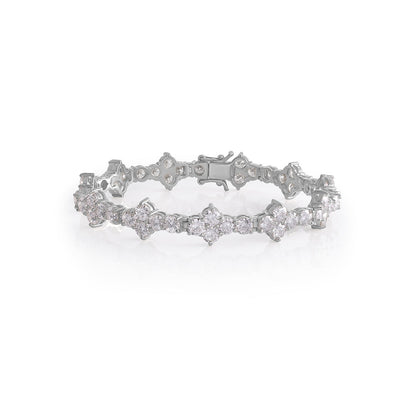 White Gold Floral Diamond Cluster Bracelet-DX-BC-0102 S Diamlux