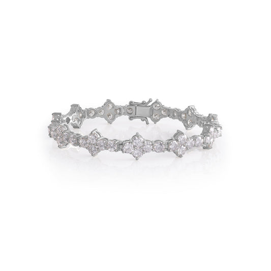 White Gold Floral Diamond Cluster Bracelet-DX-BC-0102 S Diamlux