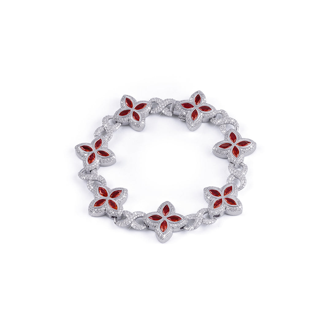 Moissanite Red Diamond Flower Bracelet -DX-BC-0107 Diamlux