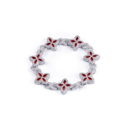 Moissanite Red Diamond Flower Bracelet -DX-BC-0107 Diamlux
