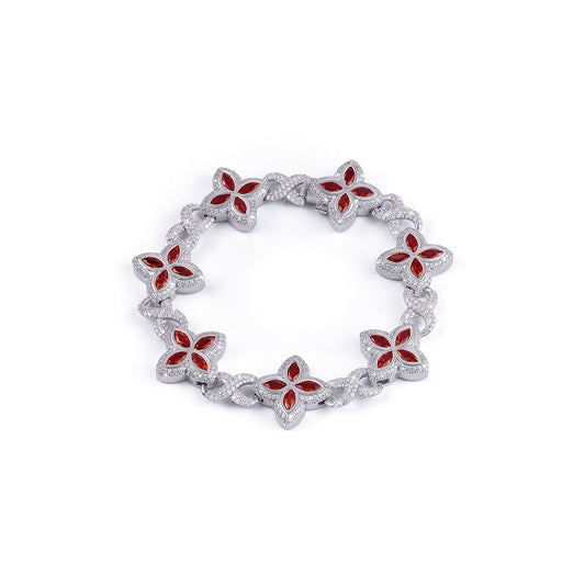 Moissanite Red Diamond Flower Bracelet -DX-BC-0107 Diamlux
